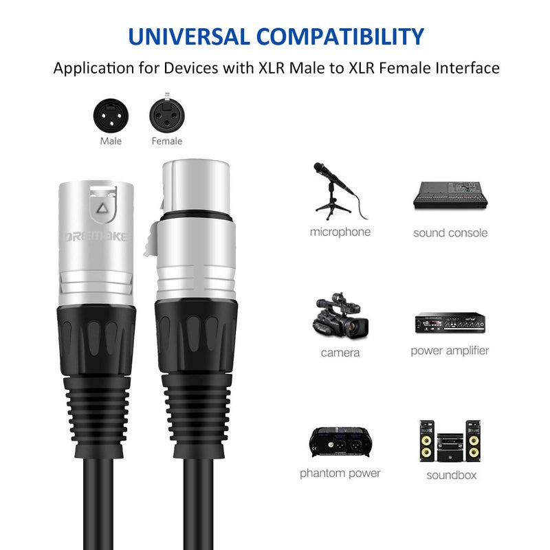 DREMAKE 5m Low Z Microphone Cable - 16.5 Feet XLR Male to XLR Female Speaker Snake Cord for Microphones, Speakers and Pro Devices - Black - Image 5